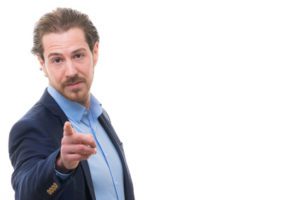 geschäftsmann zeigt hinweisend mit dem finger
